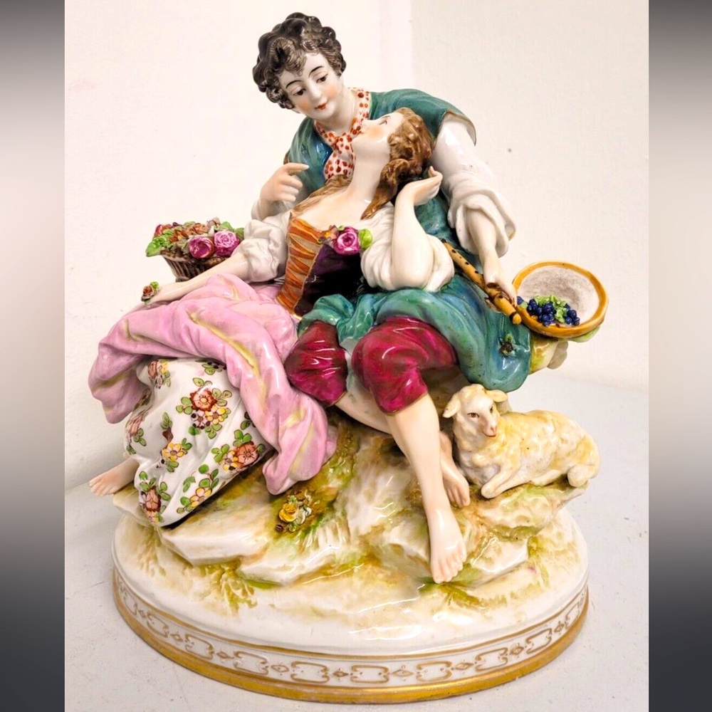 Beautiful ,Large signed "Volkstedt Latour" COURTING COUPLE .